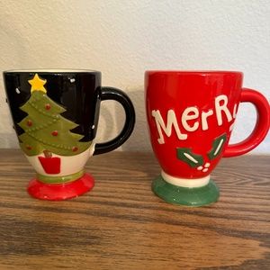 Set of (2) Christmas Holiday Coffee Tea Mugs